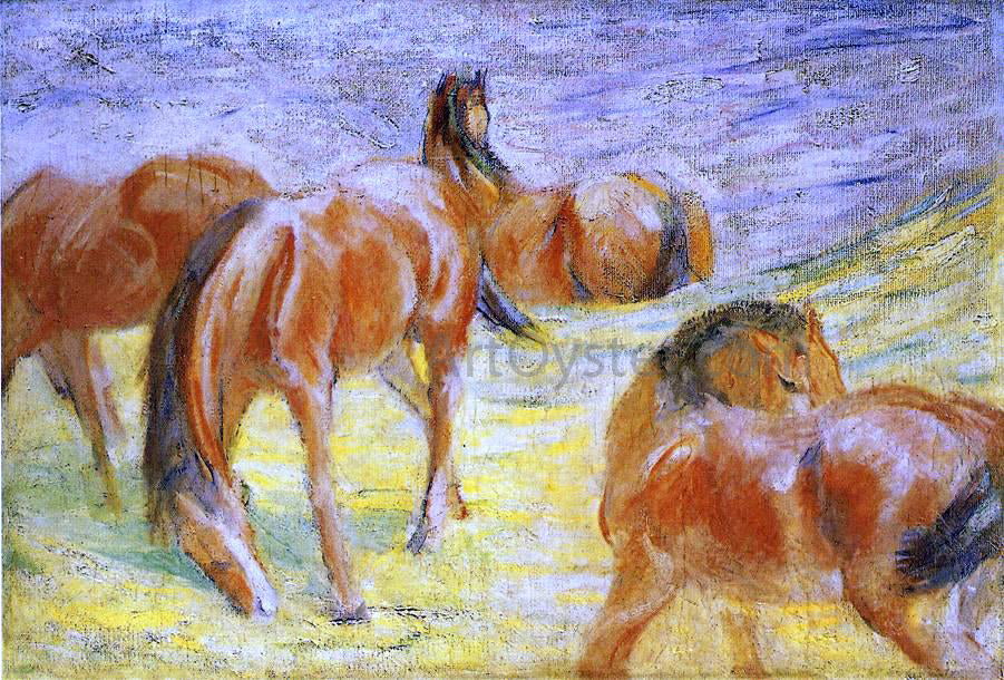 Franz Marc Grazing Horses - Canvas Print