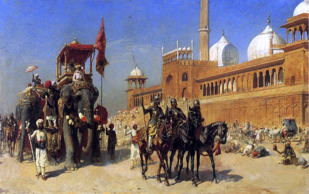 Edwin Lord Weeks Great Mogul and his Court Returning from the Great Mosque at Delhi, India - Canvas Print