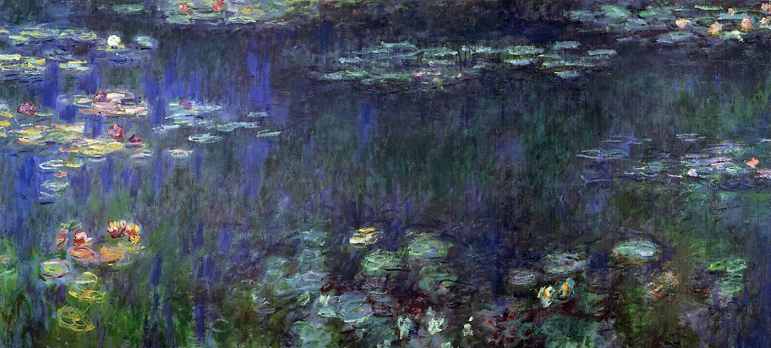 Claude Oscar Monet Green Reflection (left half) - Canvas Print