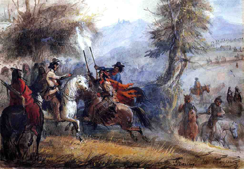 Alfred Jacob Miller Greeting the Trappers - Canvas Print
