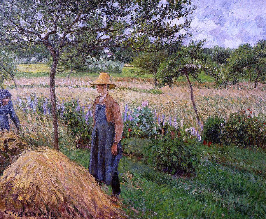Camille Pissarro Grey Weather, Morning with Figures, Egagny - Canvas Print