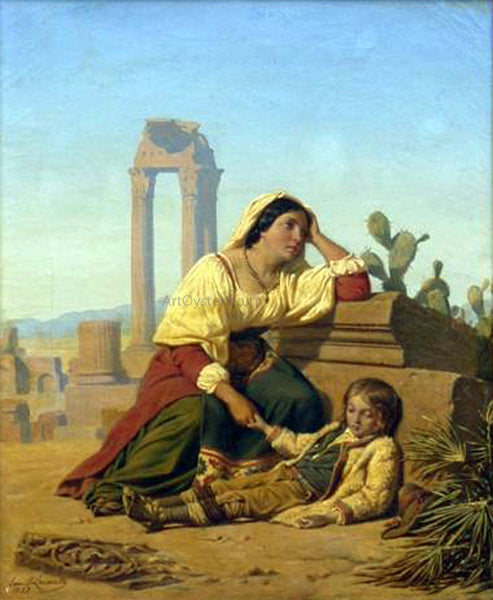 Charles Emile Hippolyte Lecomte-Vernet Grief - Canvas Print