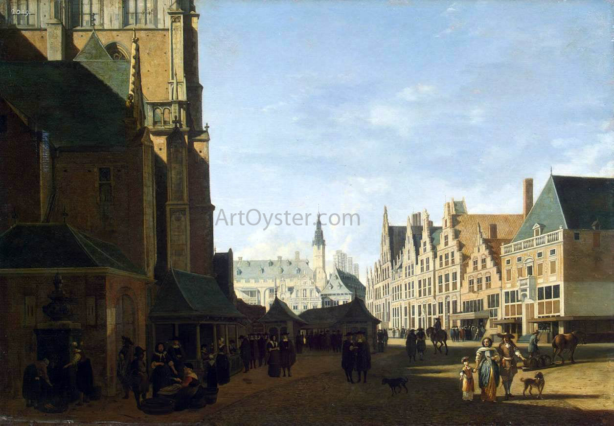 Gerrit Adriaensz Berckheyde Groote Market in Haarlem - Canvas Print
