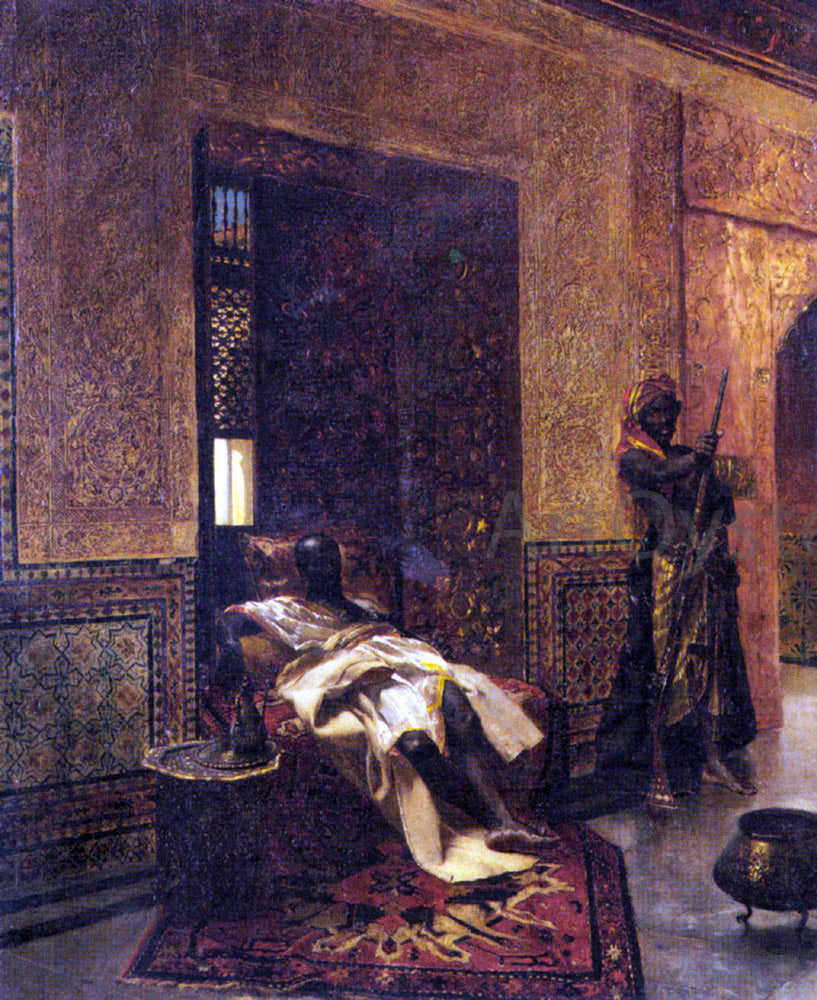 Jean-Joseph Benjamin Constant Guarding the Chieftain - Canvas Print
