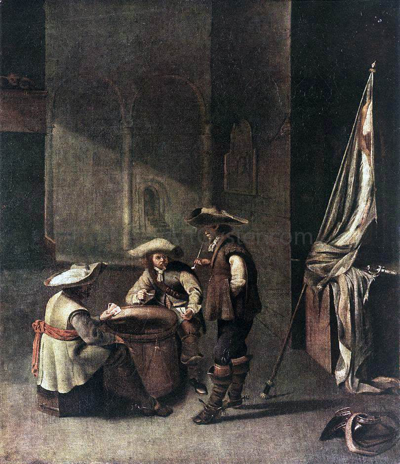 Jacob Duck Guardroom with Soldiers Playing Cards - Canvas Print