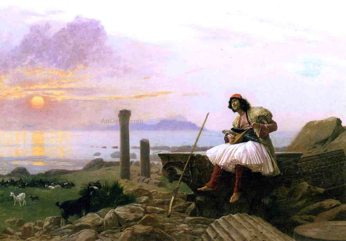 Jean-Leon Gerome Guitar Player (also known as Greek Sinter) - Canvas Print