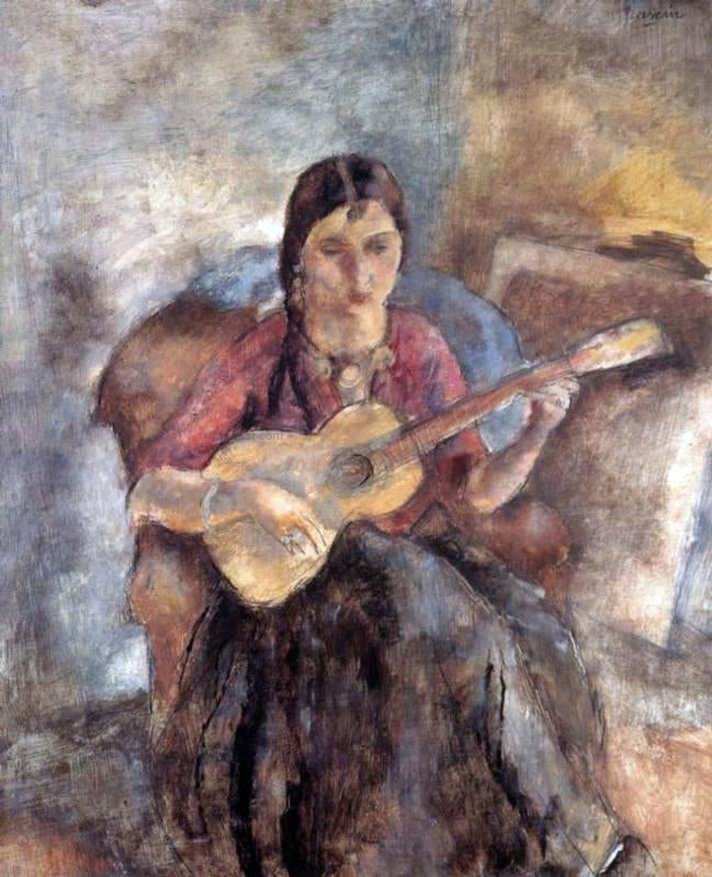 Jules Pascin Gypsy with a Guitar - Canvas Print