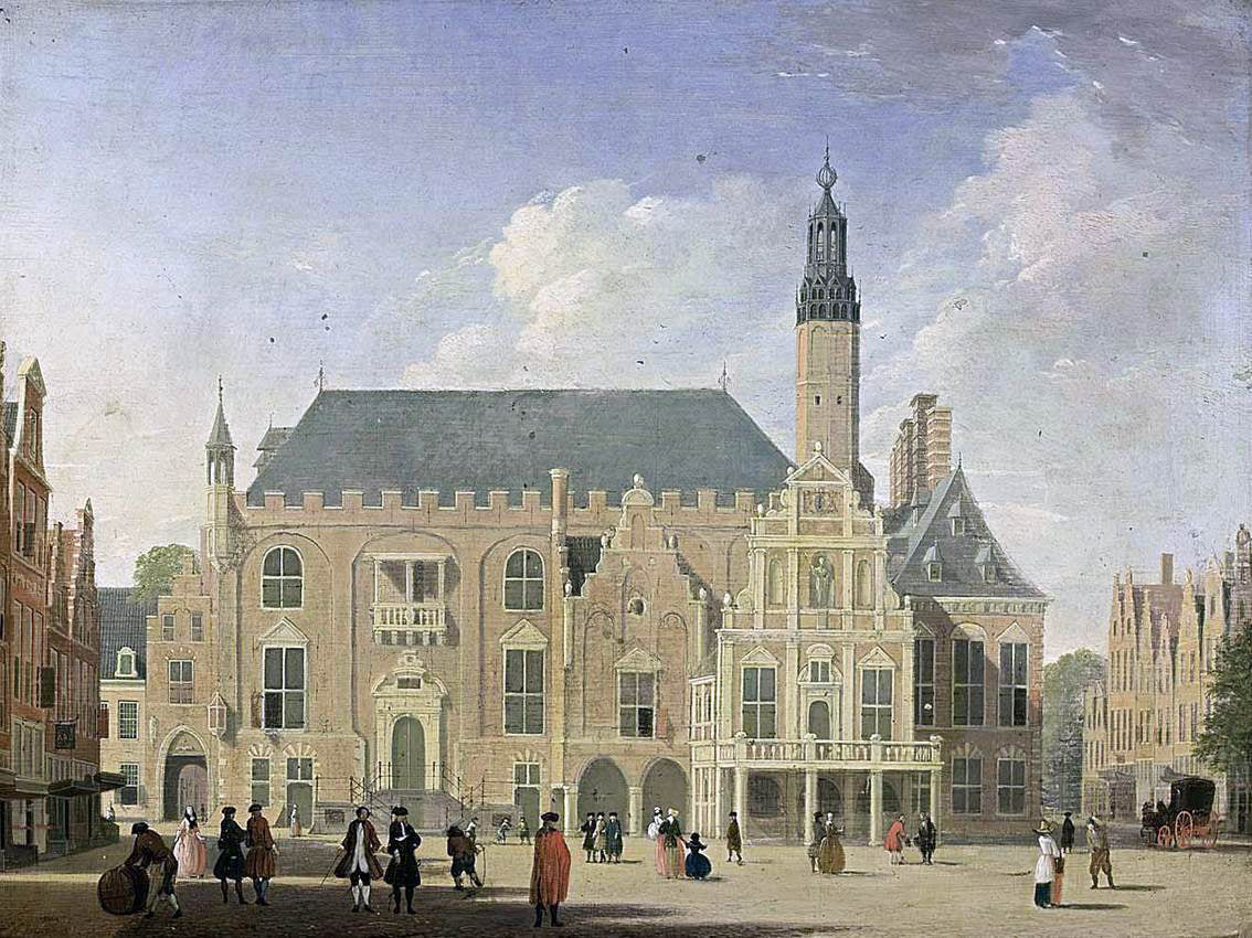 Jan Ten Compe Haarlem: View of the Town Hall - Canvas Print
