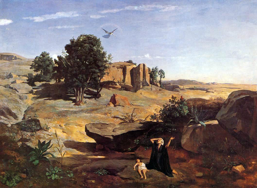 Jean-Baptiste-Camille Corot Hagar in the Wilderness - Canvas Print
