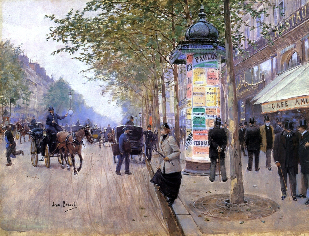 Jean-Georges Beraud Hailing a Cab outside the Care Americain - Canvas Print