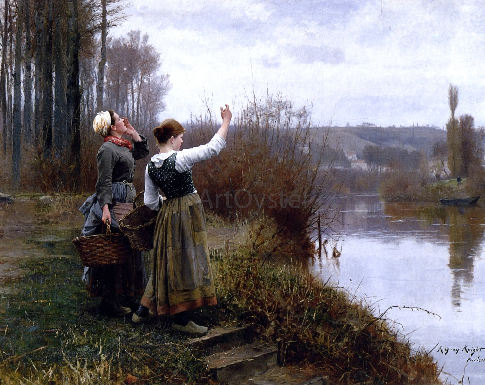 Daniel Ridgway Knight Hailing the Ferry - Canvas Print