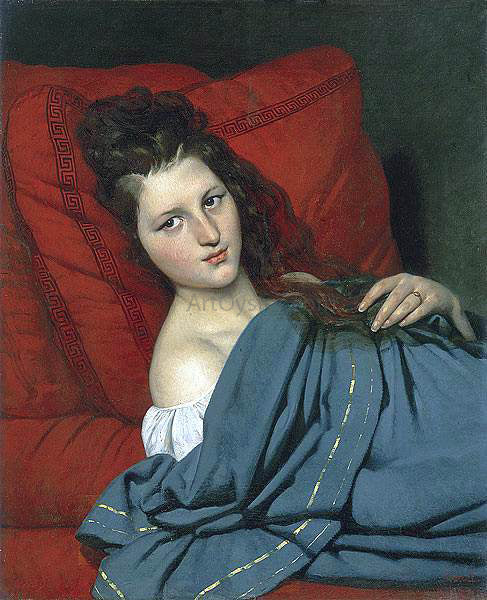 Joseph-Desire Court Half-length Woman Lying on a Couch - Canvas Print