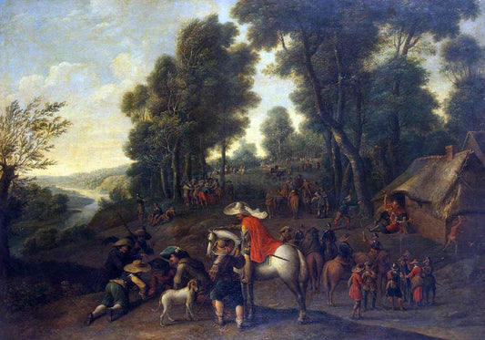 Pieter Snayers Halt of Horsemen in a Forest - Canvas Print