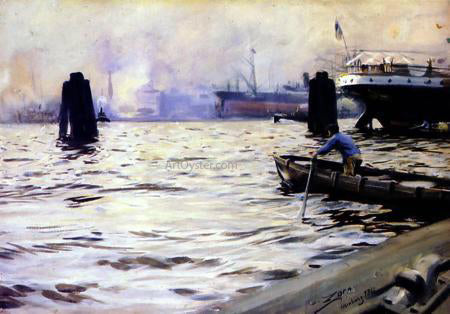 Anders Zorn Hamburg Harbour - Canvas Print