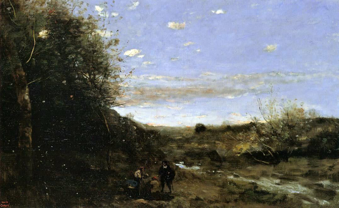 Jean-Baptiste-Camille Corot Hamlet and the Gravedigger - Canvas Print