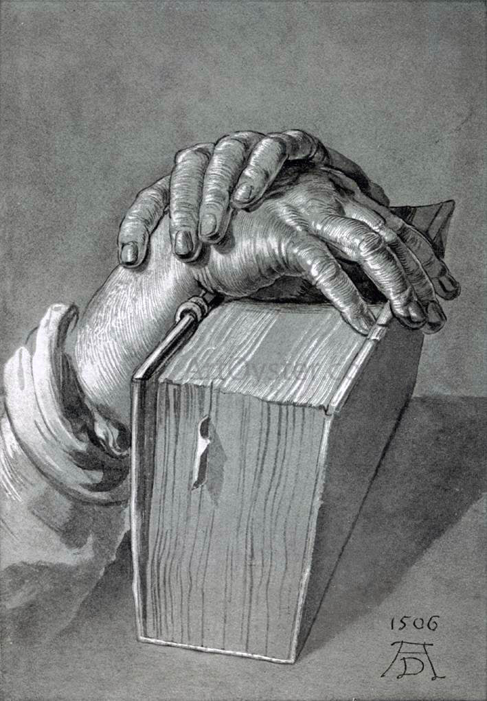Albrecht Durer Hand Study with Bible - Canvas Print