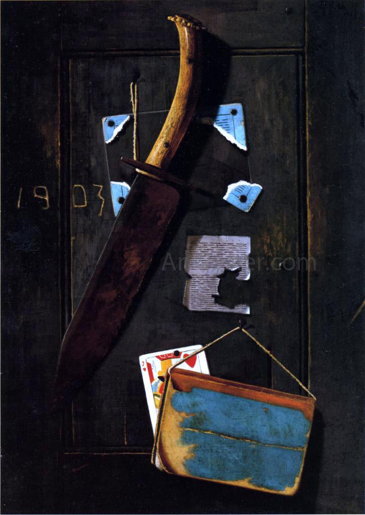 John Frederick Peto Hanging Knife and Jack of Hearts - Canvas Print