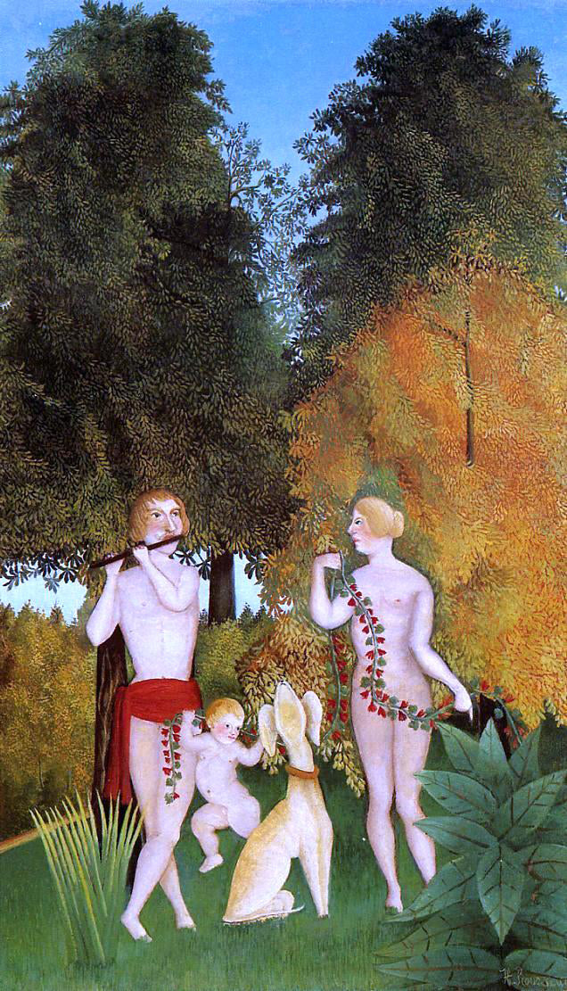 Henri Rousseau Happy Quartet - Canvas Print