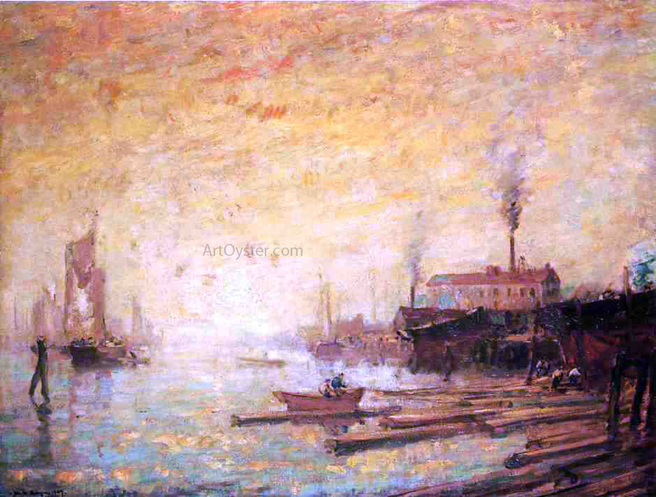 Henry Ward Ranger Harbor at Sunset, Moank, Connecticut - Canvas Print