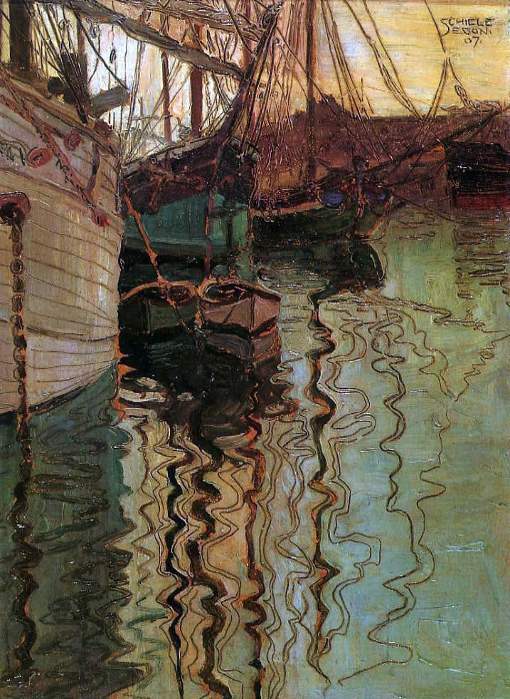 Egon Schiele Harbor of Trieste - Canvas Print