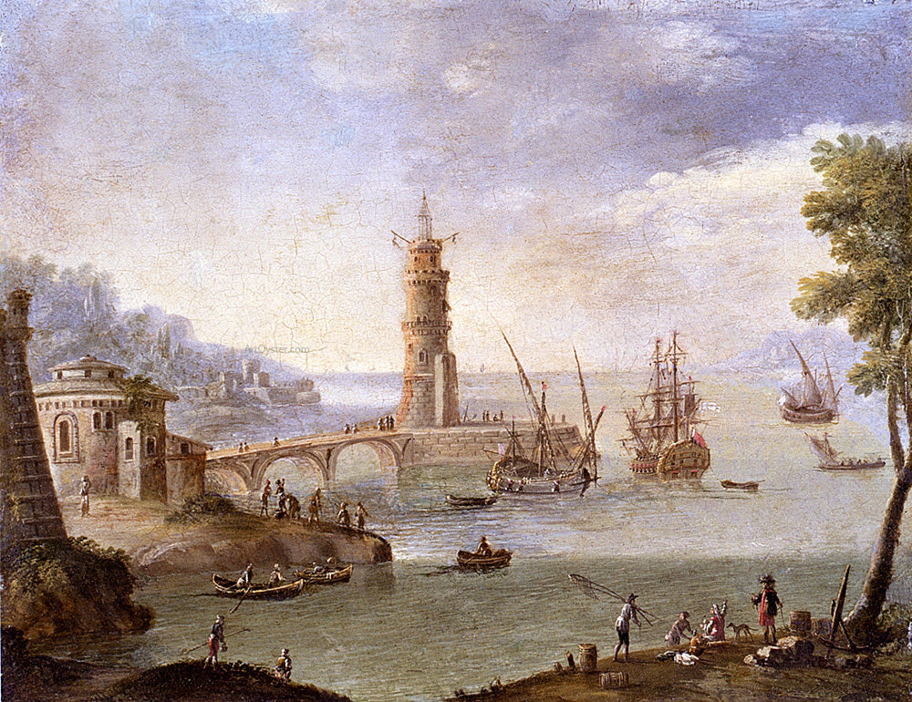 Orazio Grevenbroeck Harbour Scene With Ships By A Fortification - Canvas Print