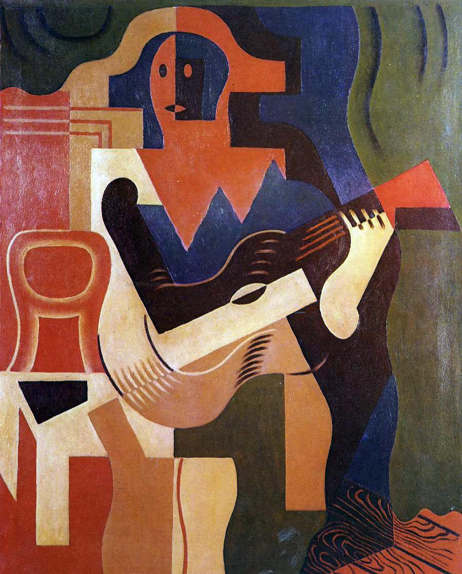 Juan Gris Harlequin with Guitar - Canvas Print