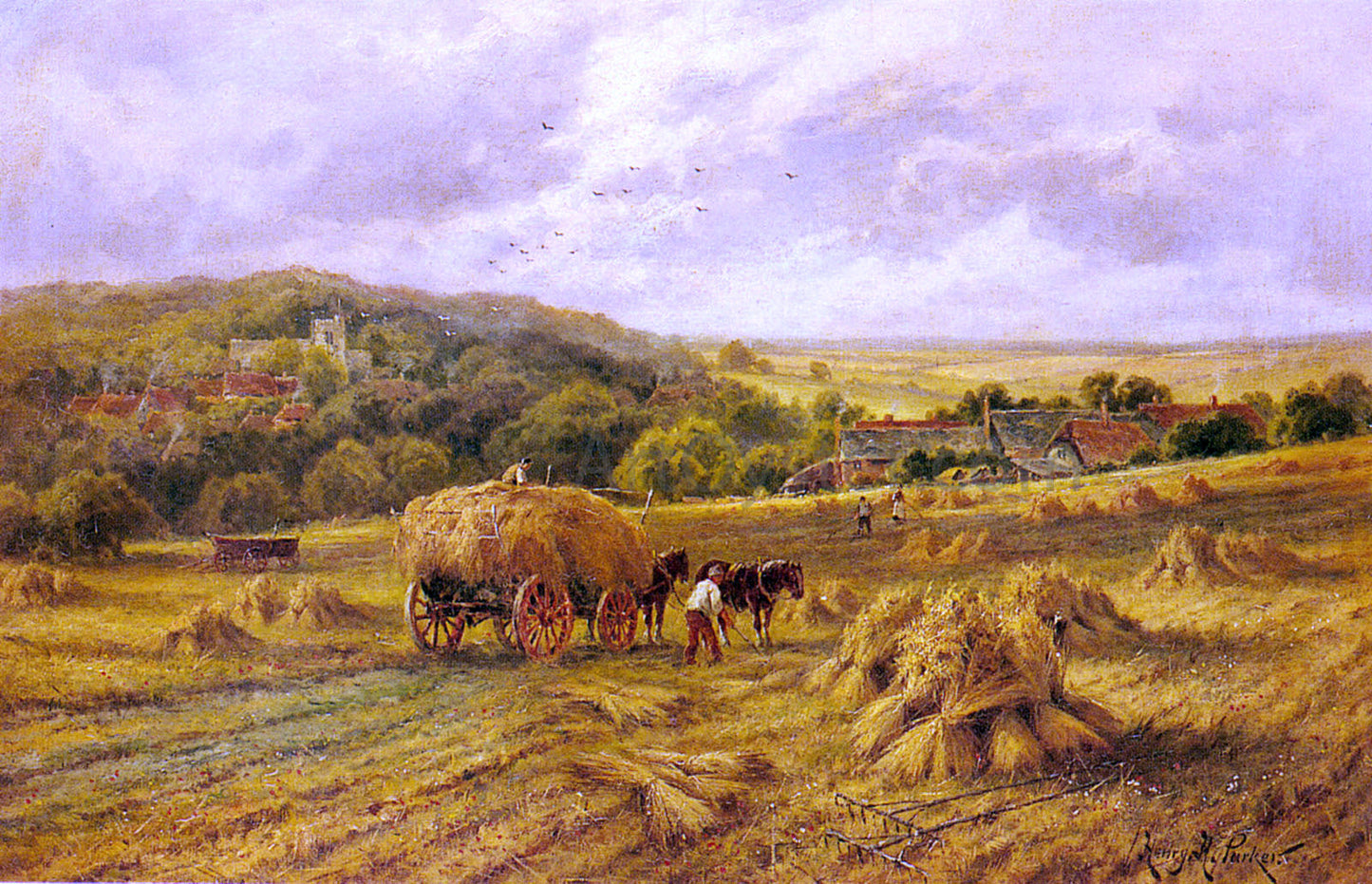 Henry Hillier Parker Harvest Time, Lambourne, Berks - Canvas Print