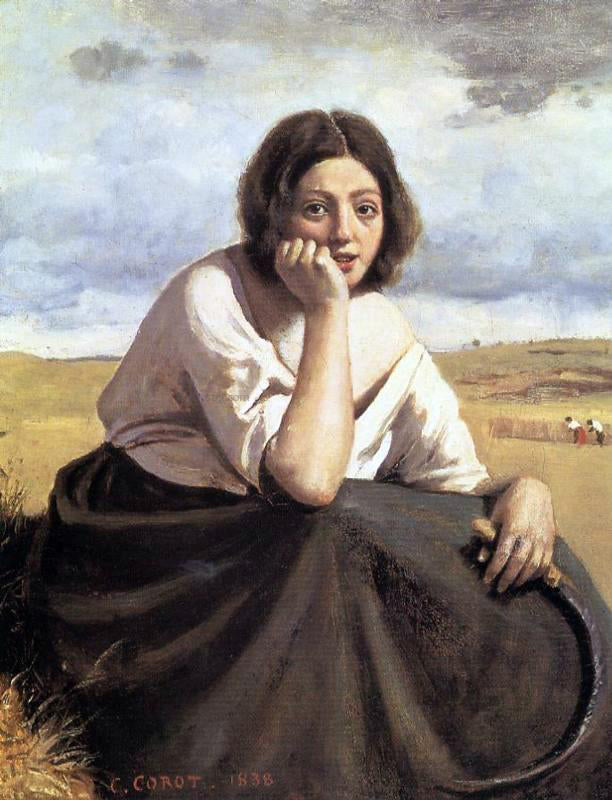 Jean-Baptiste-Camille Corot Harvester Holding Her Sickle - Canvas Print