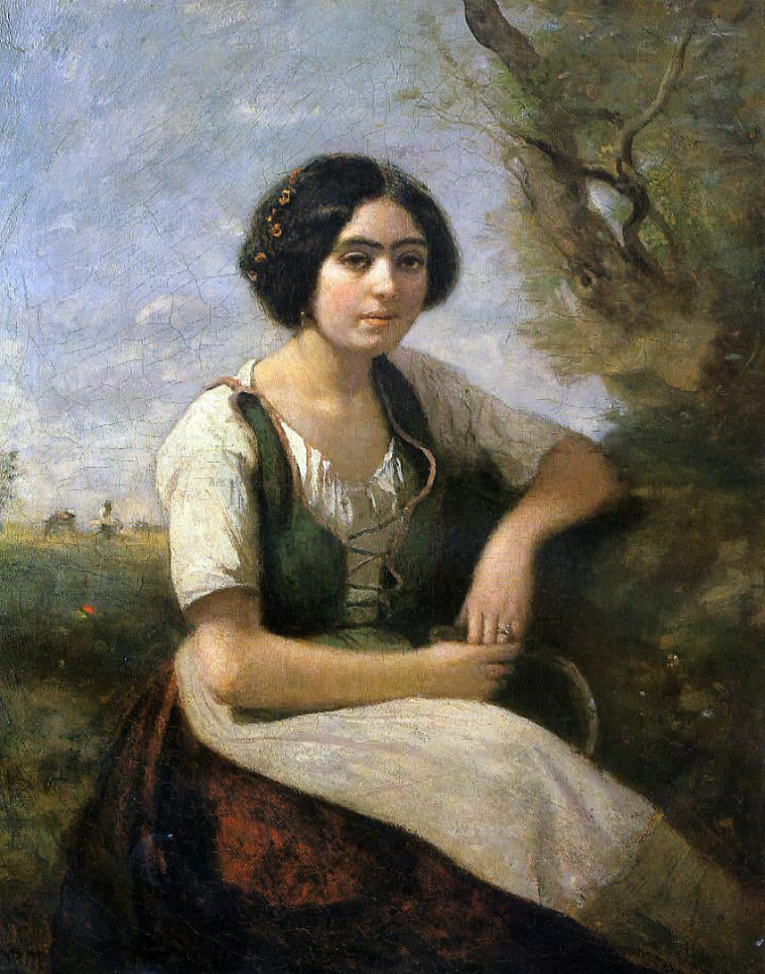 Jean-Baptiste-Camille Corot Harvester with Sickle - Canvas Print