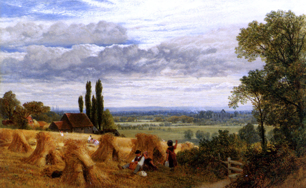 Frederick William Hulme Harvesting Near Newark Priory, Ripley, Surrey - Canvas Print
