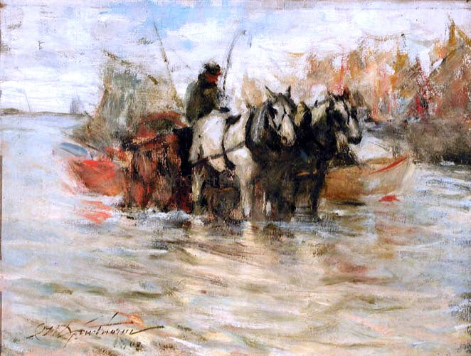 Charles Webster Hawthorne Hauling Seaweed - Canvas Print