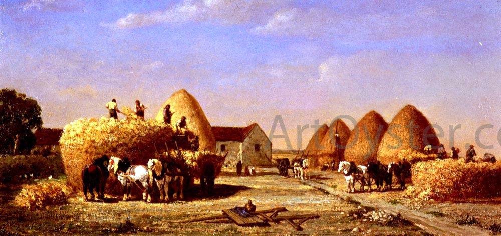 Jules Jacques Veyrassat Haymaking - Canvas Print