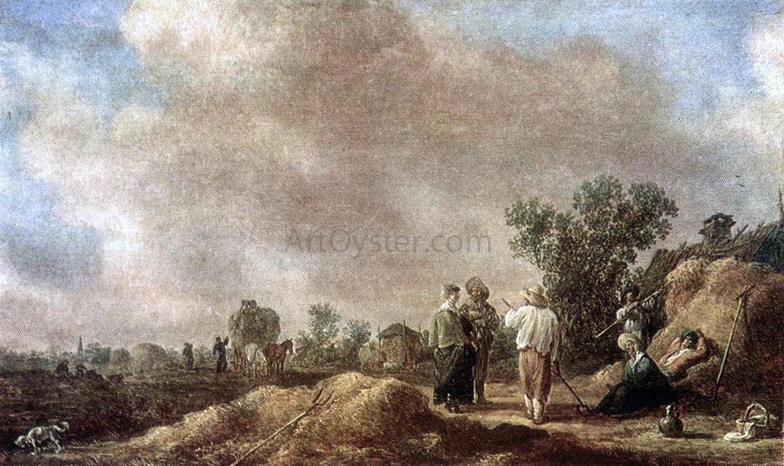 Jan Josephszoon Van Goyen Haymaking - Canvas Print