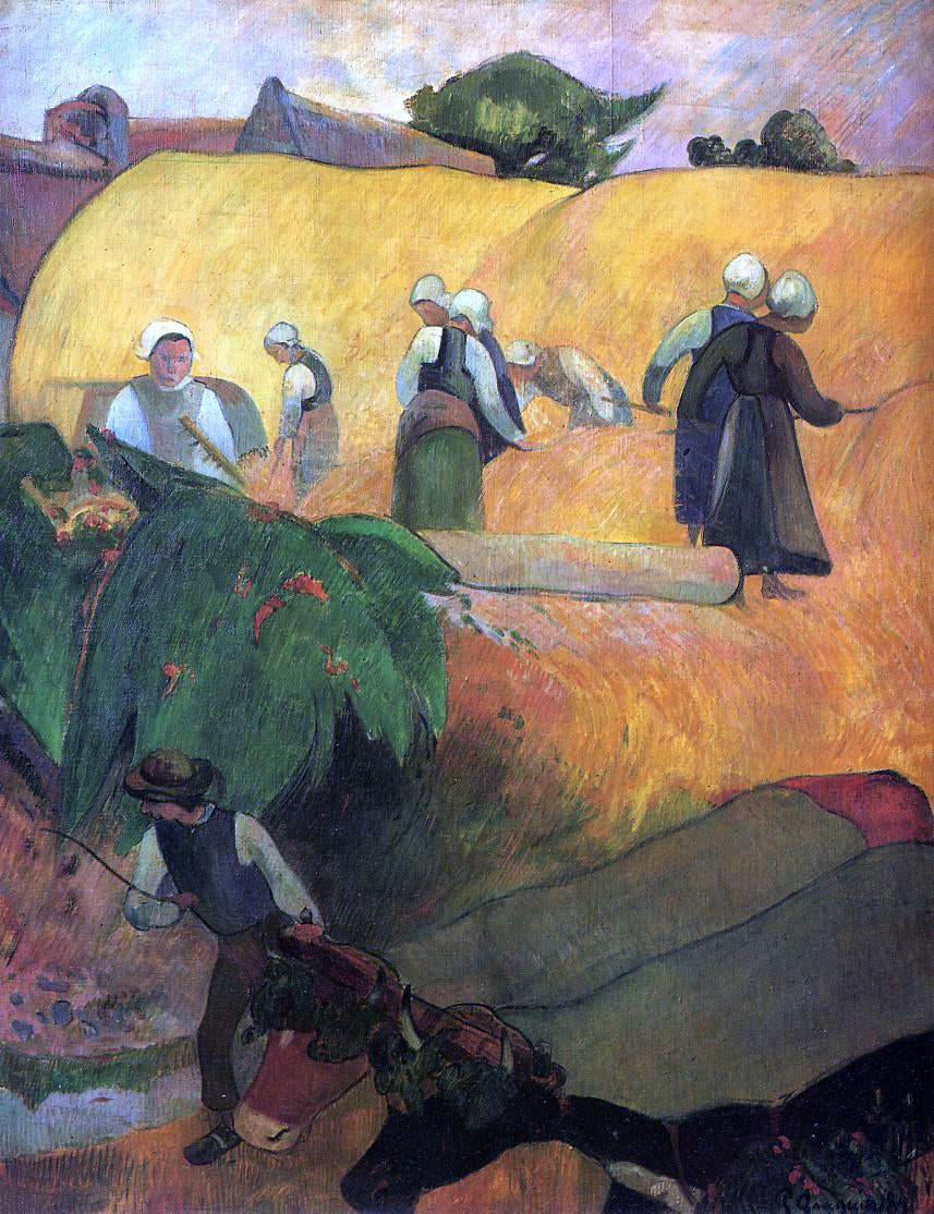 Paul Gauguin Haymaking in Brittany - Canvas Print