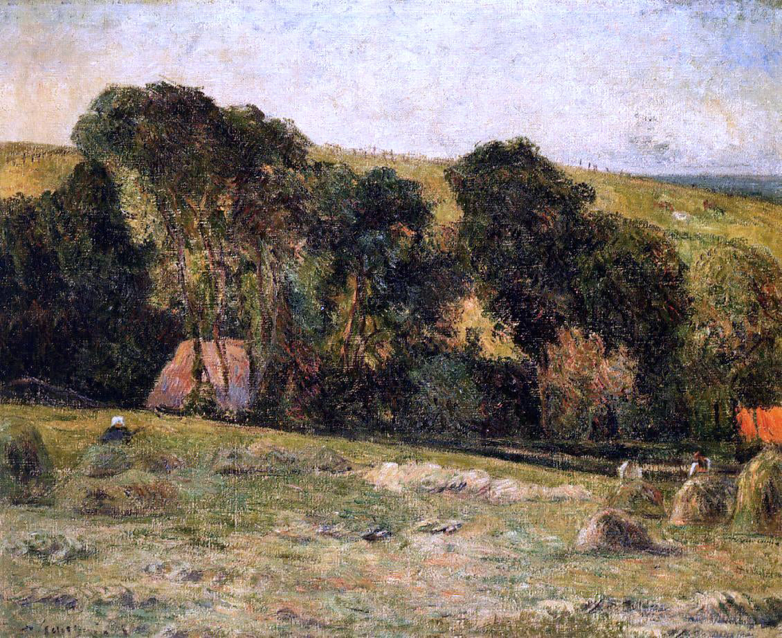 Paul Gauguin Haymaking near Dieppe - Canvas Print