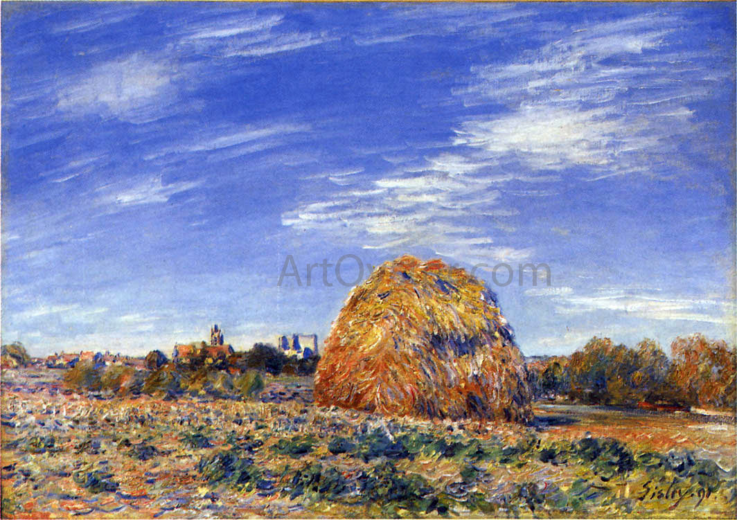 Alfred Sisley Haystacks in Moret in October - Canvas Print