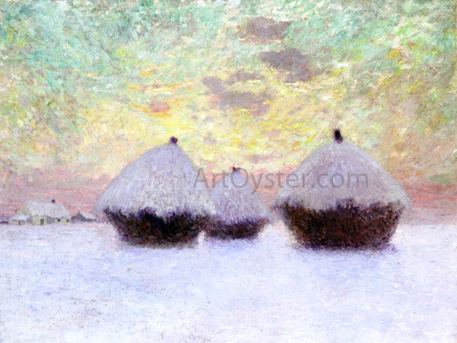 Emile Claus Haystacks in the Snow - Canvas Print