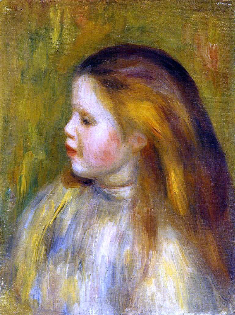 Pierre Auguste Renoir Head of a Little Girl in Profile - Canvas Print