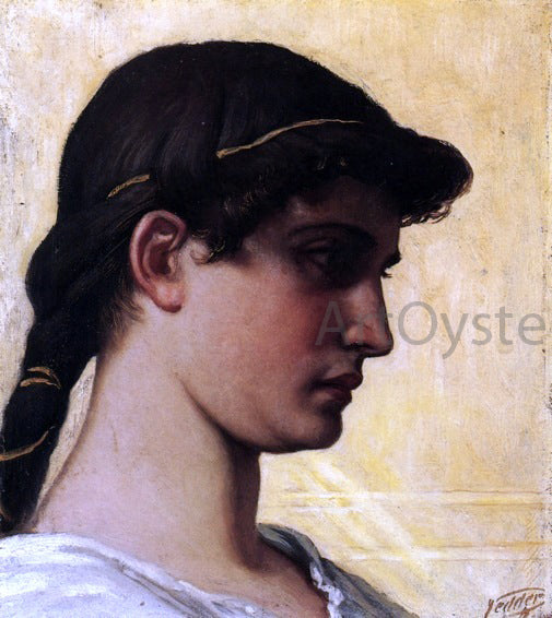 Elihu Vedder Head of a Roman Maiden - Canvas Print