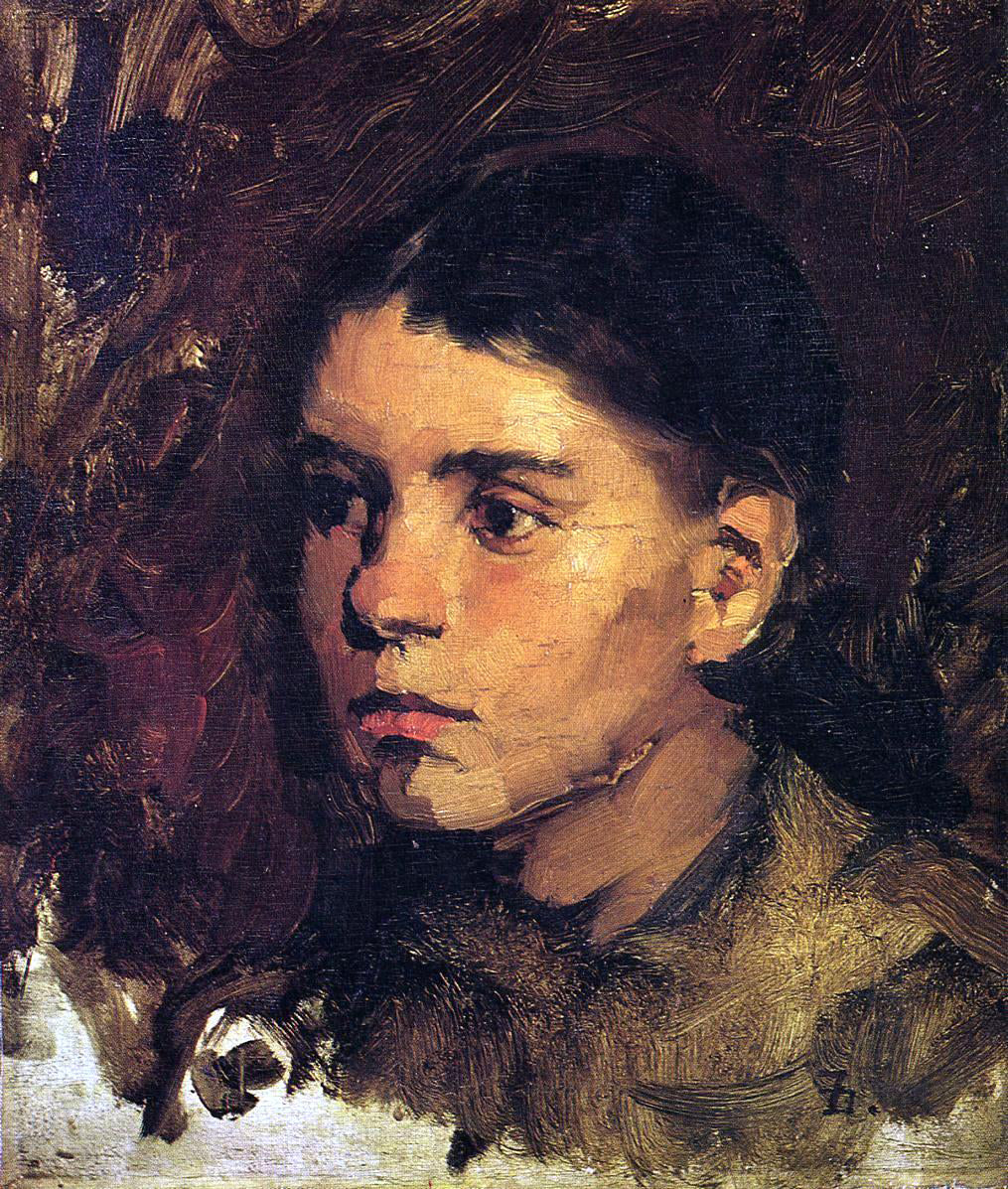 Frank Duveneck Head of a Young Girl - Canvas Print