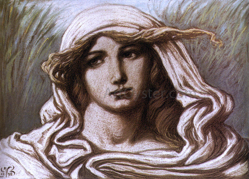 Elihu Vedder Head of a Young Woman - Canvas Print