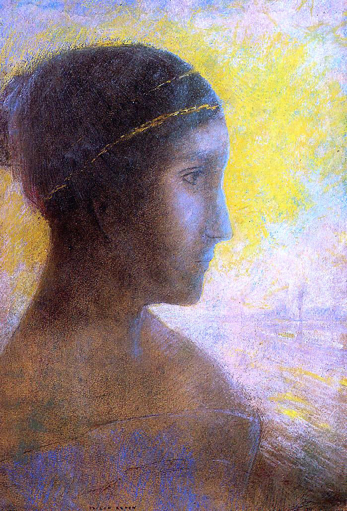 Odilon Redon Head of a Young Woman in Profile - Canvas Print