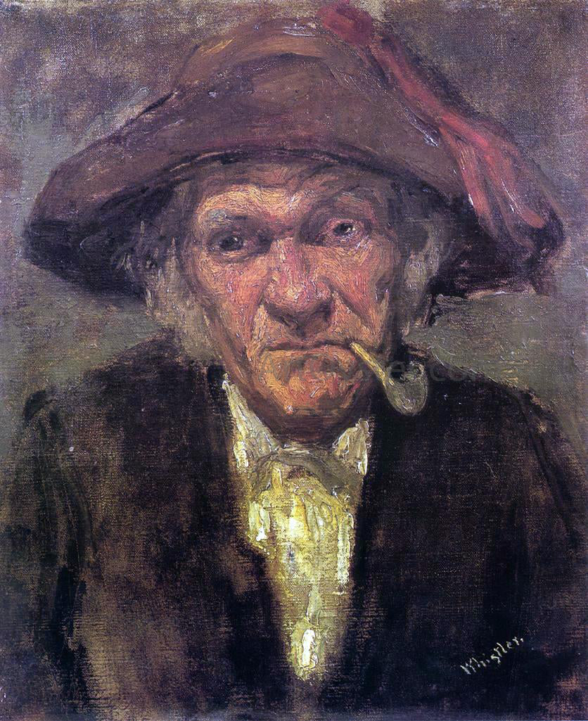 James McNeill Whistler Head of an Old Man Smoking - Canvas Print