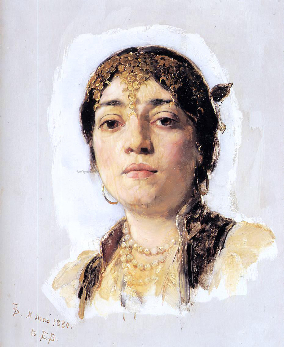 Frank Duveneck Head of an Oriental Woman - Canvas Print