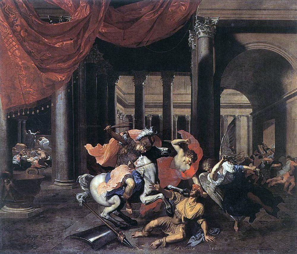 Bertholet Flemal Heliodorus Driven from the Temple - Canvas Print