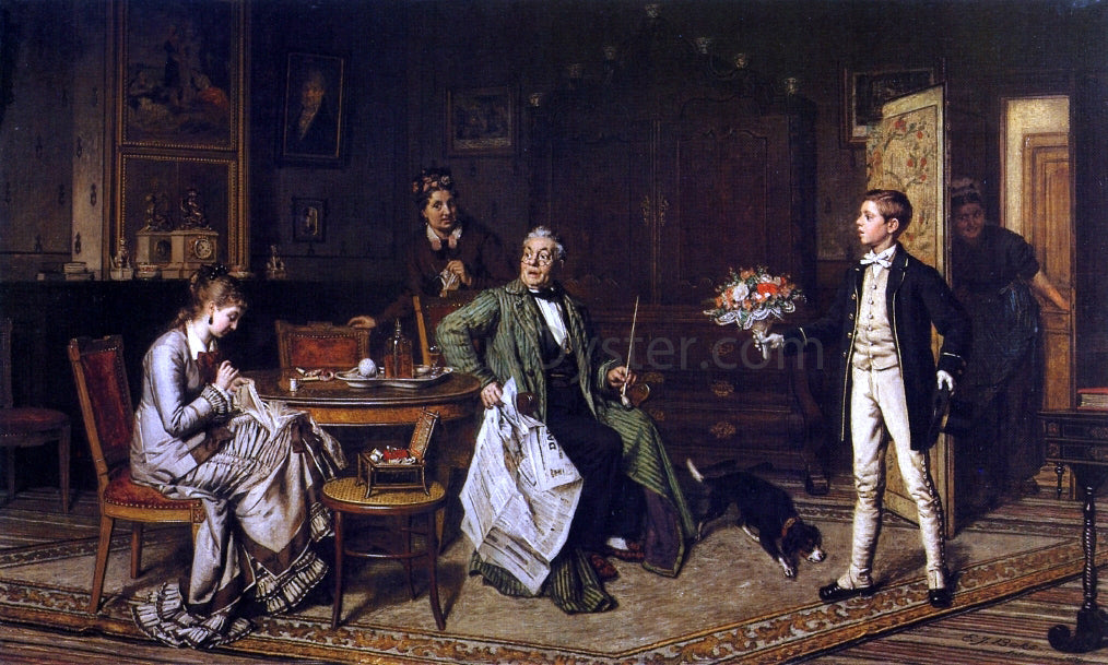 Evert Jan Boks Her First Beau - Canvas Print