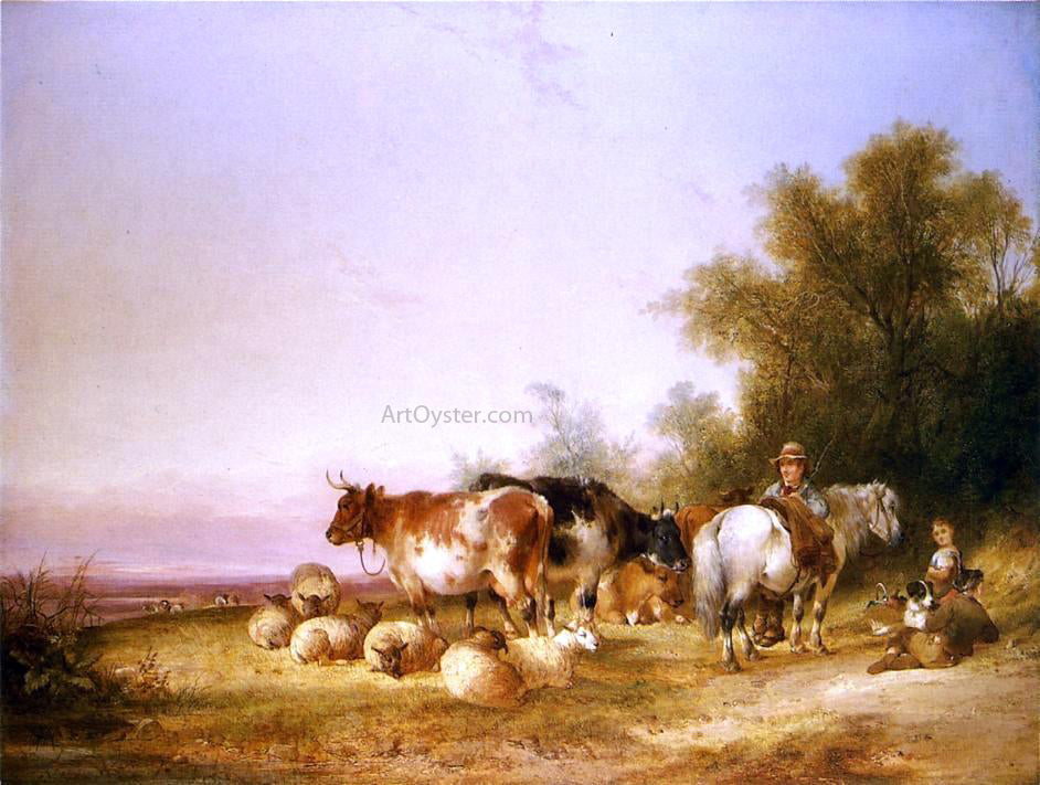 Senior William Shayer Herders Resting at Lunch - Canvas Print