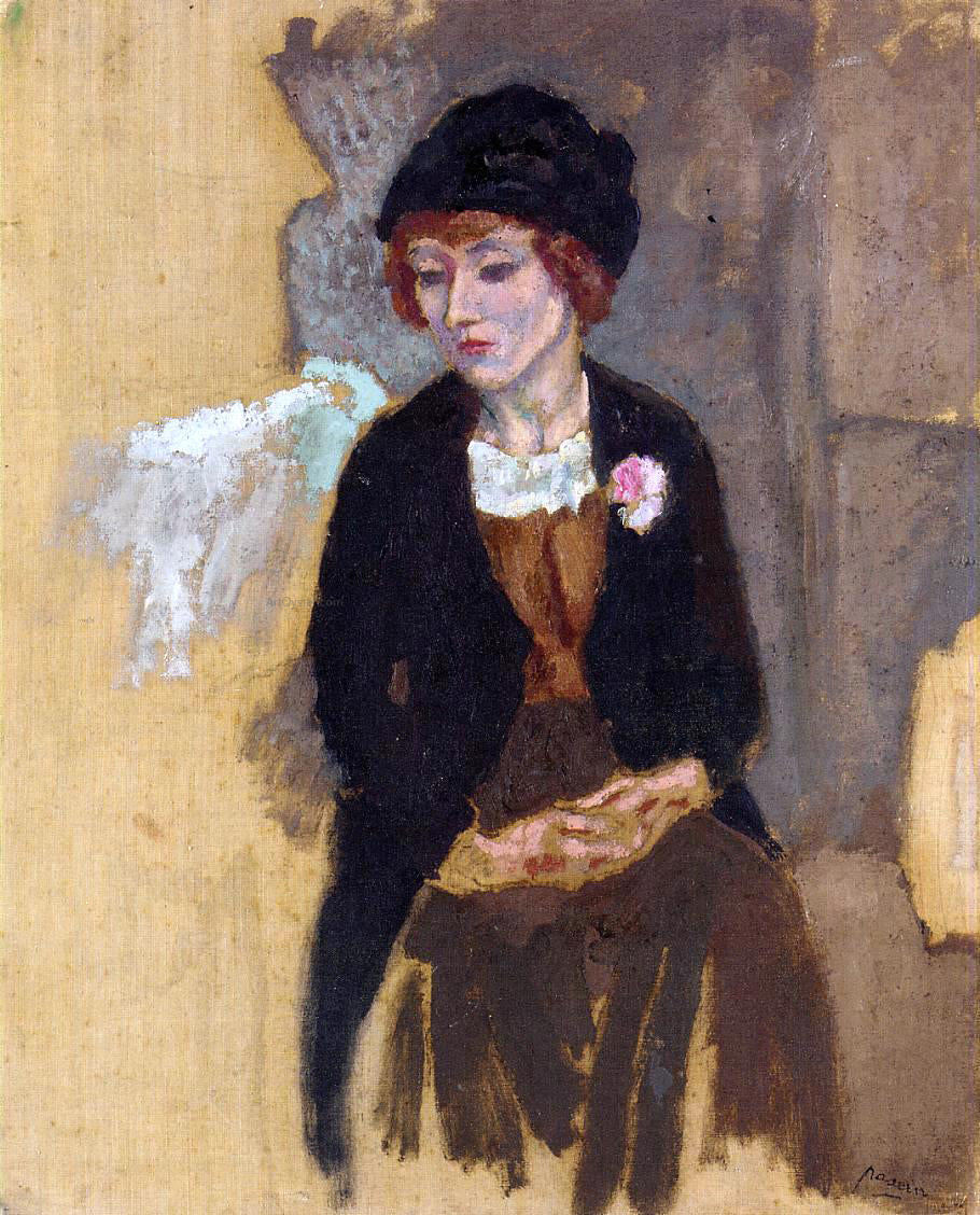 Jules Pascin Hermine in a Black Hat - Canvas Print