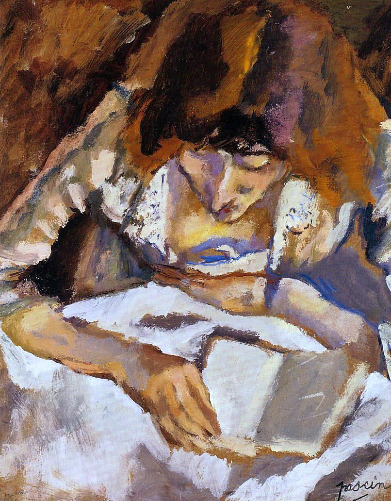 Jules Pascin Hermine Reading - Canvas Print