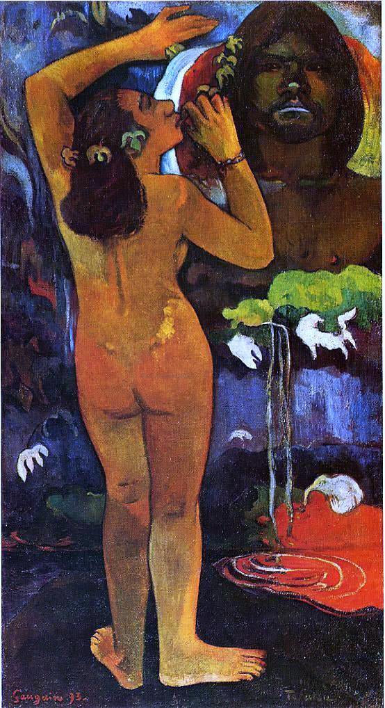 Paul Gauguin Hina tefatou (also known as The Moon and the Earth) - Canvas Print
